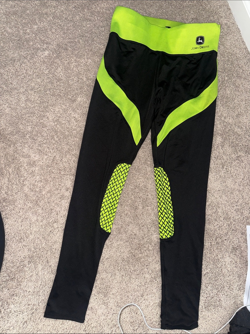 John Deere Black and Neon Green Performance Leggings